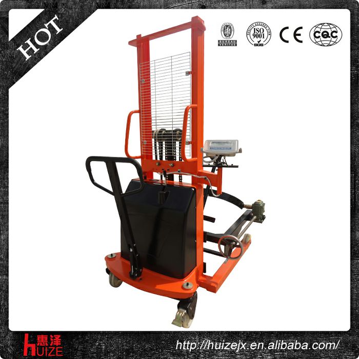 半電動(dòng)稱重油桶車（夾鐵桶，手搖翻轉(zhuǎn)倒料）