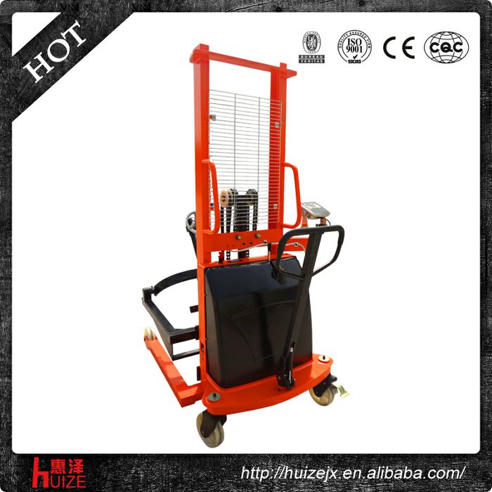 半電動稱重油桶車（夾鐵桶，手搖翻轉倒料）